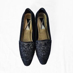 Vintage Mootsies Tootsies 90's Navy Embroidered Slip On Flats